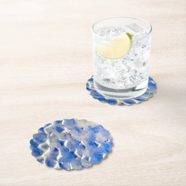 Dessous-de-verre En Papier Réflexions bleu ciel et océan (En situation)
