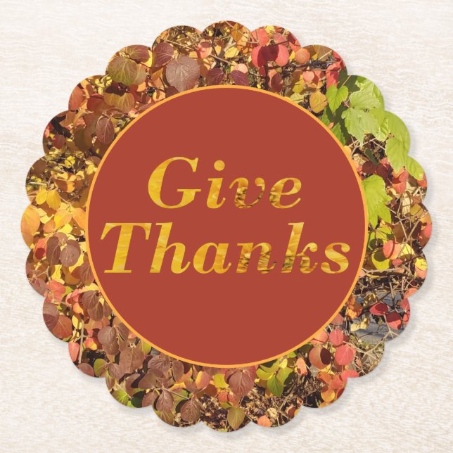 Dessous-de-verre En Papier Remerciez les Feuilles floraux de Thanksgiving (Devant)