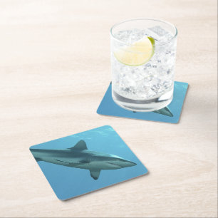 Dessous-de-verre En Papier requin gris à la barrière de corail de l'île Yap  