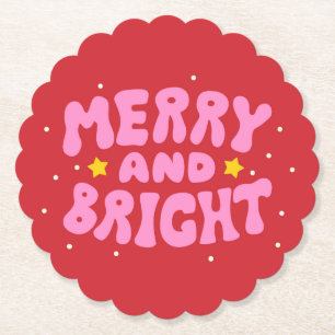 Dessous-de-verre En Papier Retro Merry et Bright Holiday Design