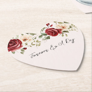 Dessous-de-verre En Papier Romantique Rouge Blush rose Roses Mariage