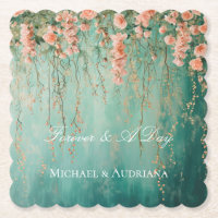 Romantique Turquoise Fleurs de Pêche à Brosse Mari