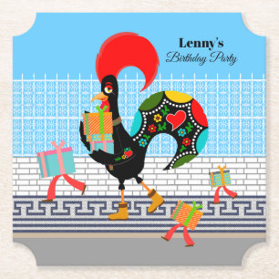 Dessous-de-verre En Papier Rooster portugais avec cadeaux 1ère fête d'anniver