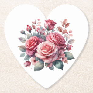Dessous-de-verre En Papier Rose Bouquet Floral Design-62101
