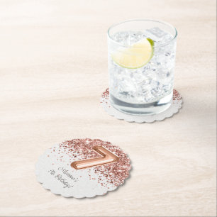Dessous-de-verre En Papier Rose Gold 7e fête d'anniversaire