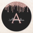 Rose Gold Noir Pailleté Anniversaire Monogramme