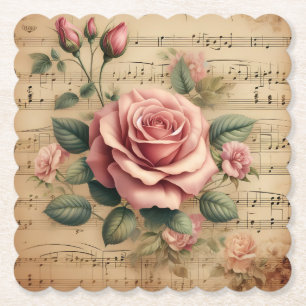 Dessous-de-verre En Papier Rose & Sheet Music Paper Coasters – Plus de Formes