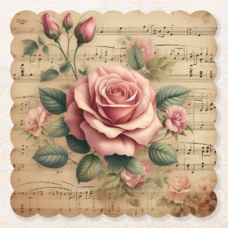 Dessous-de-verre En Papier Rose & Sheet Music Paper Coasters – Plus de Formes