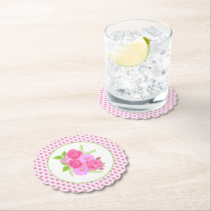 Dessous-de-verre En Papier Roses et Dahlias roses