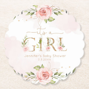 Dessous-de-verre En Papier Roses rose vif c'est un baby shower fille