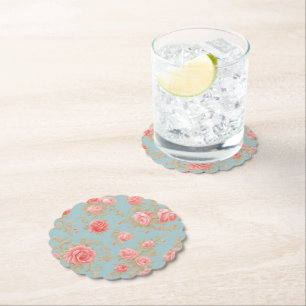 Dessous-de-verre En Papier Roses roses roses Motif Floral
