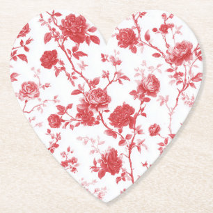 Dessous-de-verre En Papier Roses Rouges Fleurs Mariage Shower