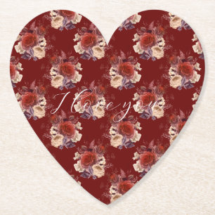 Dessous-de-verre En Papier Roses rouges romantiques Floral