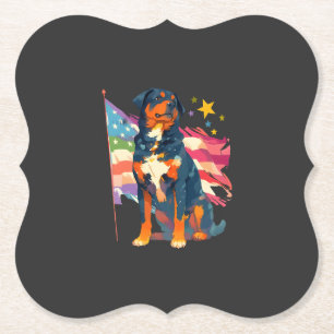 Dessous-de-verre En Papier Rottweiler patriotique avec art de drapeau américa