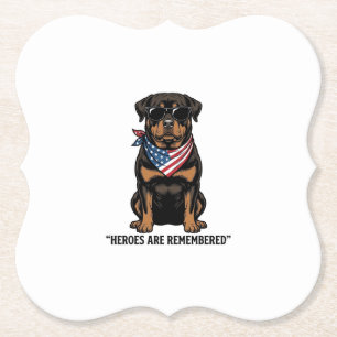 Dessous-de-verre En Papier Rottweiler Patriotique Chien Héros Design Vintage_