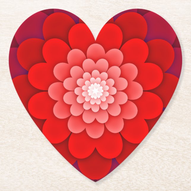 Dessous-de-verre En Papier Rouge Floral Mandala-58566 (Devant)
