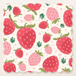 Dessous-de-verre En Papier Rouge Rose Vert Fraise Motif Fête