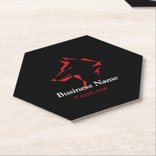 Dessous-de-verre En Papier Rouge TribeWolf sur Carte de visite noir
