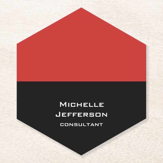 Dessous-de-verre En Papier Rouge Vertical Noir Abstrait Moderne Design tendan (Devant)