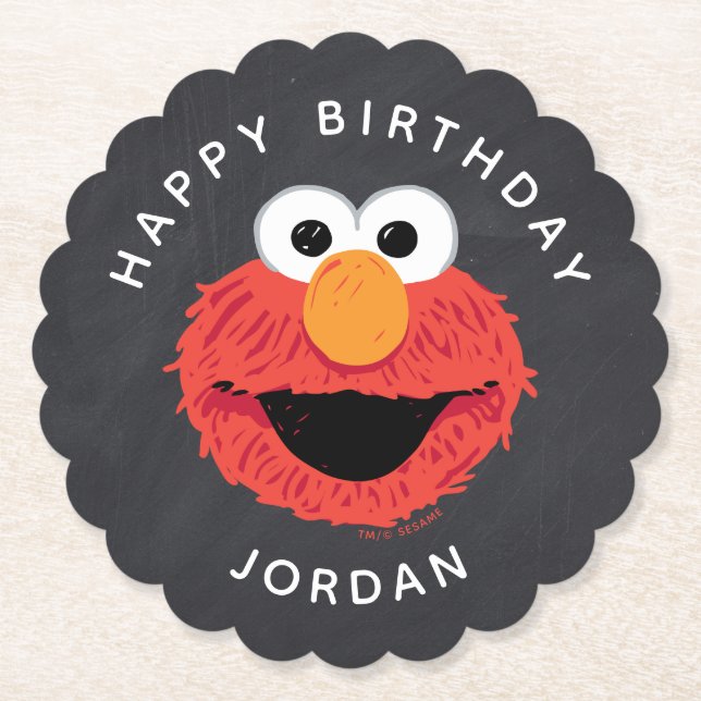 Dessous-de-verre En Papier Rue Sésame | Elmo Birthday Chalkboard (Devant)