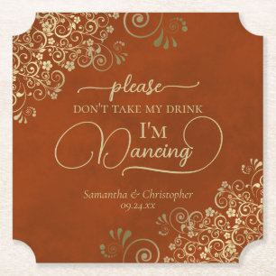Dessous-de-verre En Papier Rust Orange & Gold Ne prenez pas mon Mariage de bo