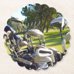 Dessous-de-verre En Papier Sac Rempli De Clubs De Golf, Dessous de verre En P