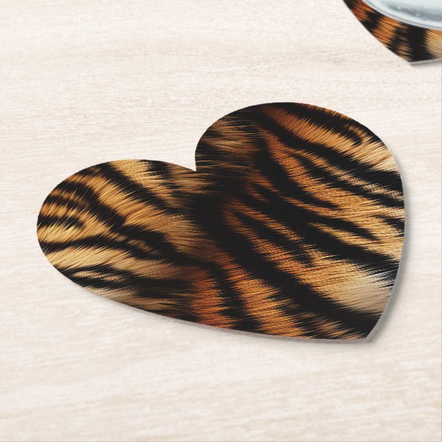 Dessous-de-verre En Papier Safari Tigre noir orange (Incliné)