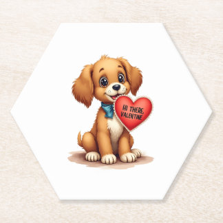 Dessous-de-verre En Papier Saint-Valentin Rétro Vintage Chien de la Saint-Val