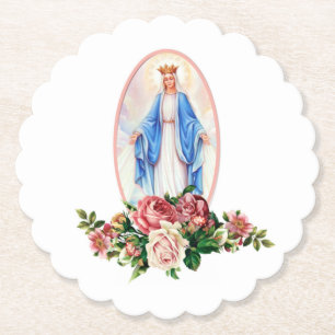 Dessous-de-verre En Papier Sainte Vierge Marie Religieux Traditionnel Catholi