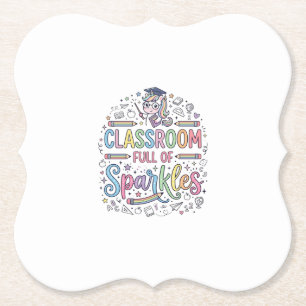 Dessous-de-verre En Papier Salle de classe licorne pleine de paillettes Merch