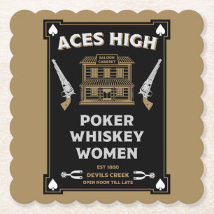 Dessous-de-verre En Papier Salon de la Frontière Américaine Cowboy