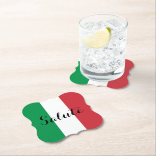 Dessous-de-verre En Papier Salut Couleurs Italiennes Vert Blanc Rouge