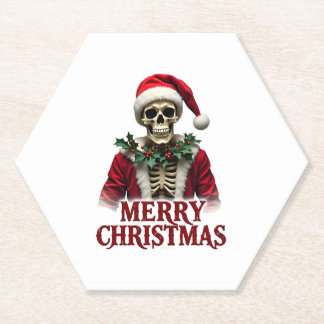 Dessous-de-verre En Papier Santa Claus Skeleton Outfit Skull Funny Christmas 