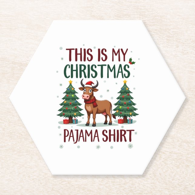 Dessous-de-verre En Papier Santa Cow Xmas Tree Lights This Is My Christmas Pa (Devant)