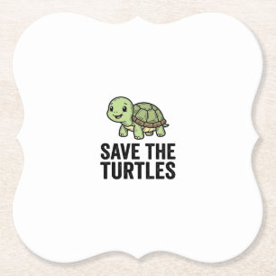 Dessous-de-verre En Papier Sauver Les Tortues Vintage Tortue Conservation T-S