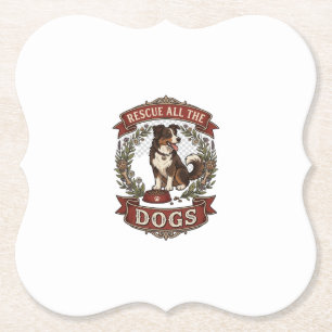 Dessous-de-verre En Papier Sauver tous les chiens Couronne florale ruban pour