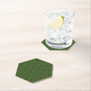 Dessous-de-verre En Papier Sayagata motif, japonais, vert et or