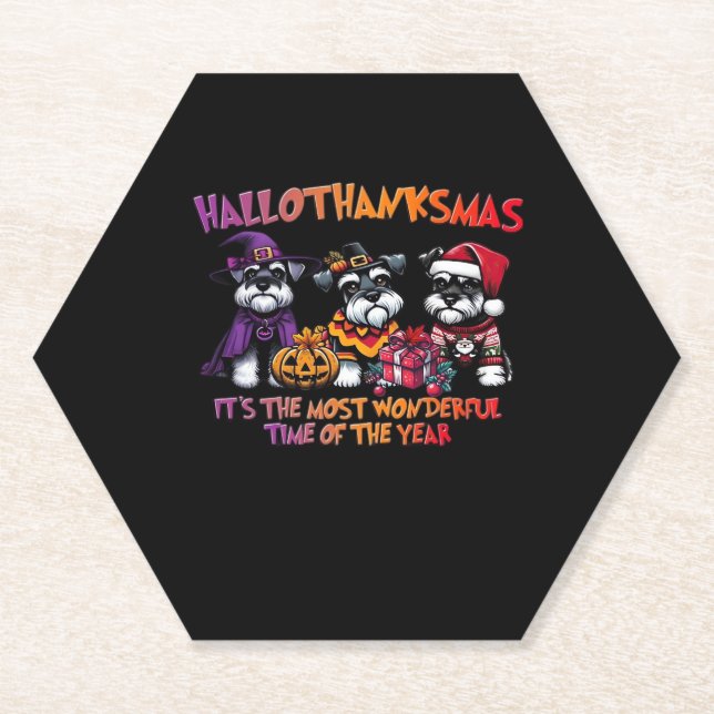 Dessous-de-verre En Papier Schnauzer Halloween Thanksgiving Noël Classique (Devant)