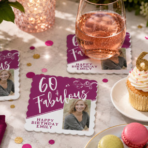 Dessous-de-verre En Papier Script 60 et Fabuleux Photo Magenta 60e Anniversai