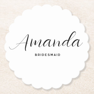 Dessous-de-verre En Papier Script minimaliste moderne Bachelorette Bridesmaid