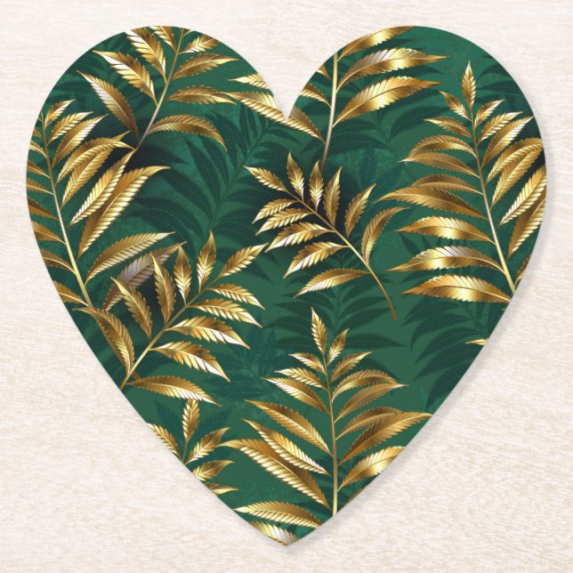 Dessous-de-verre En Papier Seamless pattern with golden ferns (Devant)