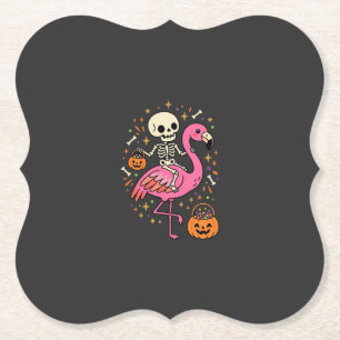 Dessous-de-verre En Papier Seau de bonbons squelette de flamant rose d'Hallow
