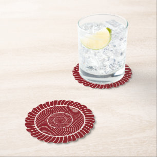 Dessous-de-verre En Papier Séquence de fibonacci d'escargot de la crème rouge