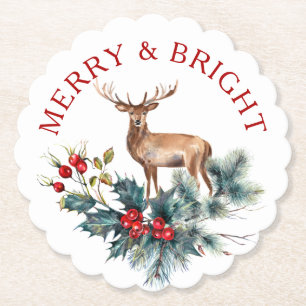 Dessous-de-verre En Papier Serment de Noël et couronne de cerfs
