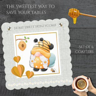 Dessous-de-verre En Papier Set de dessous de verre Gnome abeille nid d'abeill