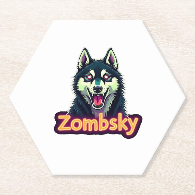 Dessous-de-verre En Papier Siberian Husky Sibe Zombie Dog Halloween Essential (Devant)