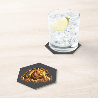 Dessous-de-verre En Papier Signe du zodiaque Lion en or avec pierres précieus