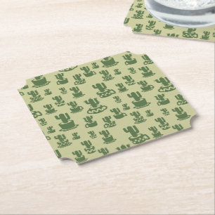 Dessous-de-verre En Papier Silhouette de cactus succulent en tasses et pots