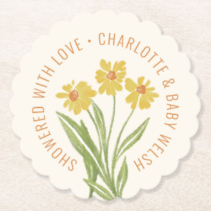 Dessous-de-verre En Papier Simple Fleur sauvage Jaune avec amour
