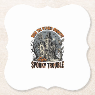 Dessous-de-verre En Papier Singes ailés effrayants T-shirt Halloween hanté_1